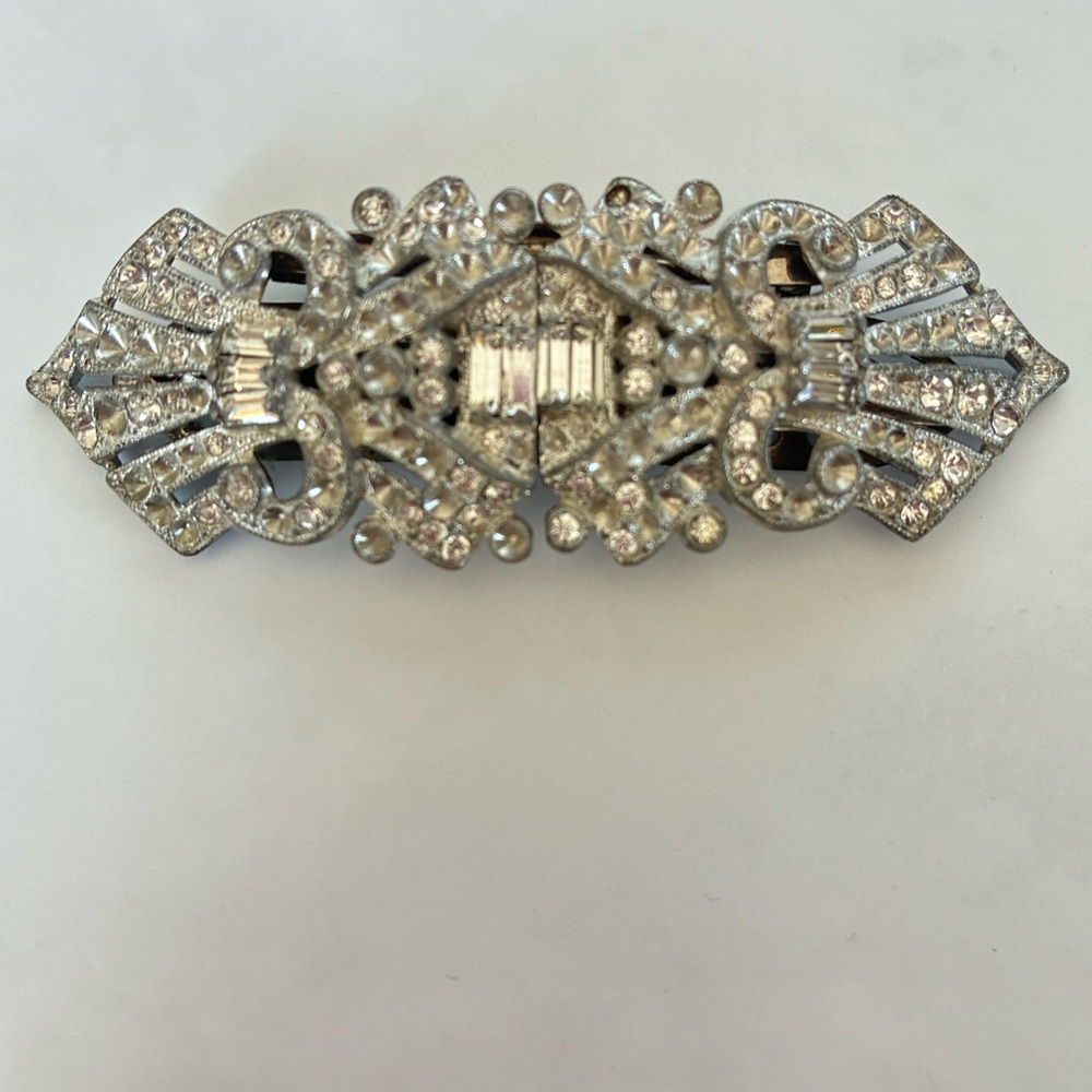 Duette Double Clip Art Deco Rhinestone Brooch from the 1930s